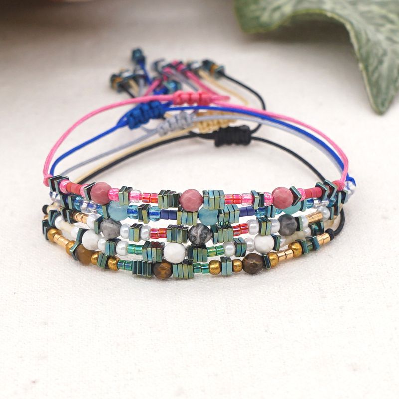 Ethnic Style Rice Beads Handmade Semi-precious Stones Beaded Bracelet