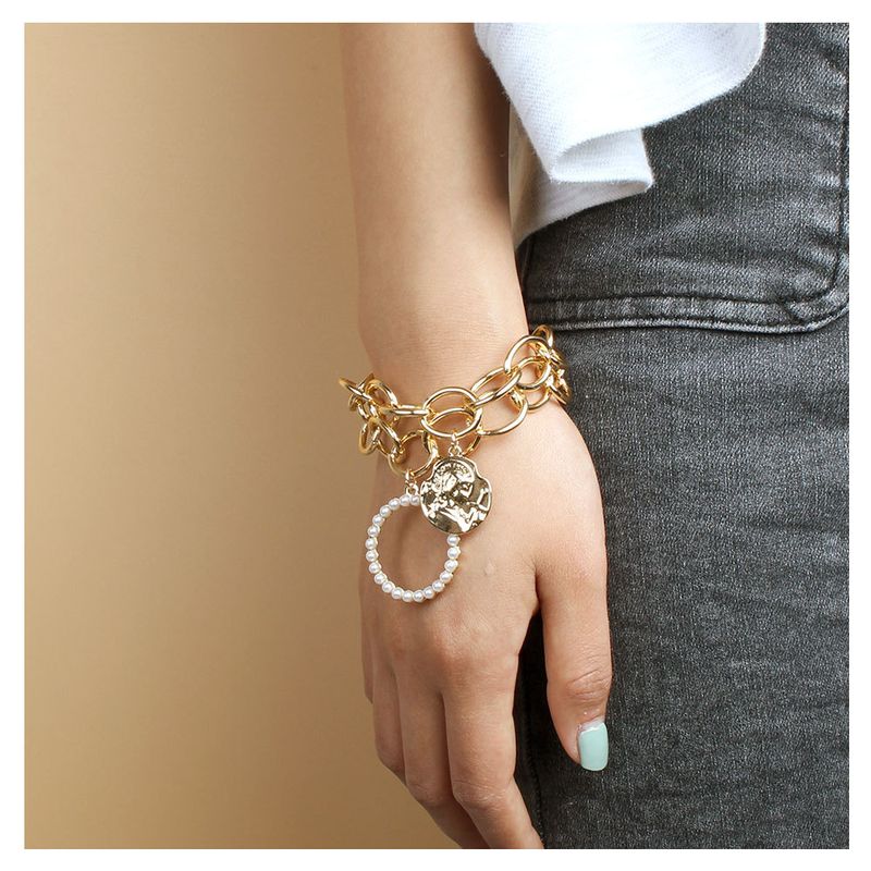 Punk Exaggerated Geometric Hollow Multi-layer Pearl Bracelet
