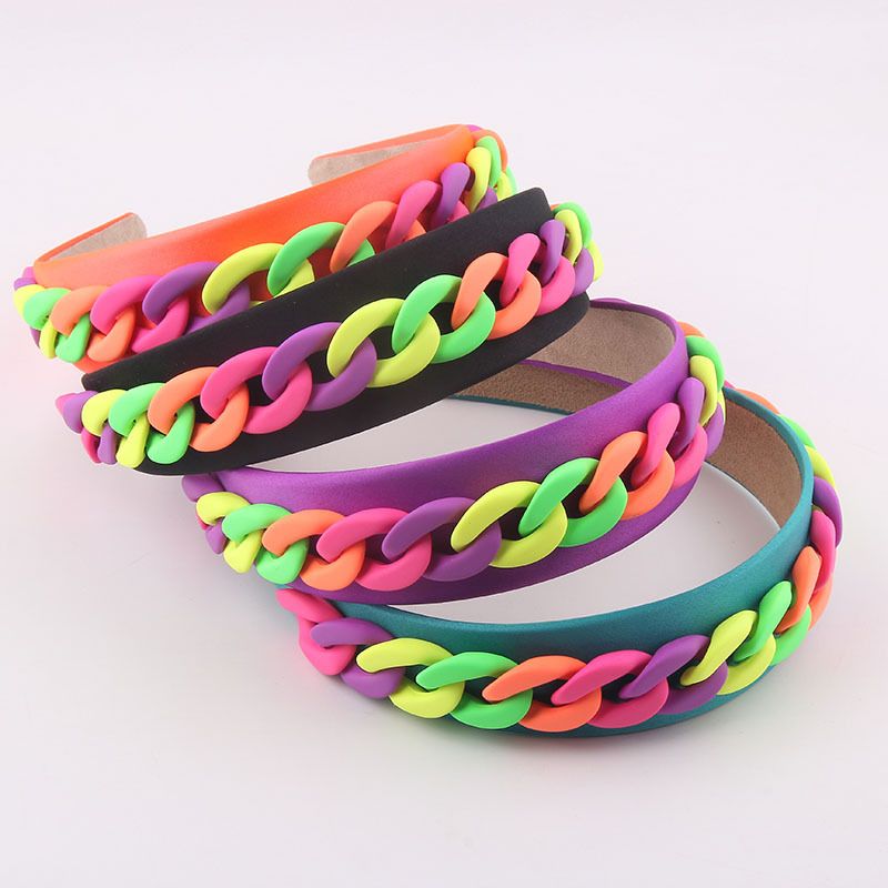 Fashion Wide-brimmed Color Chain Decoration Headband