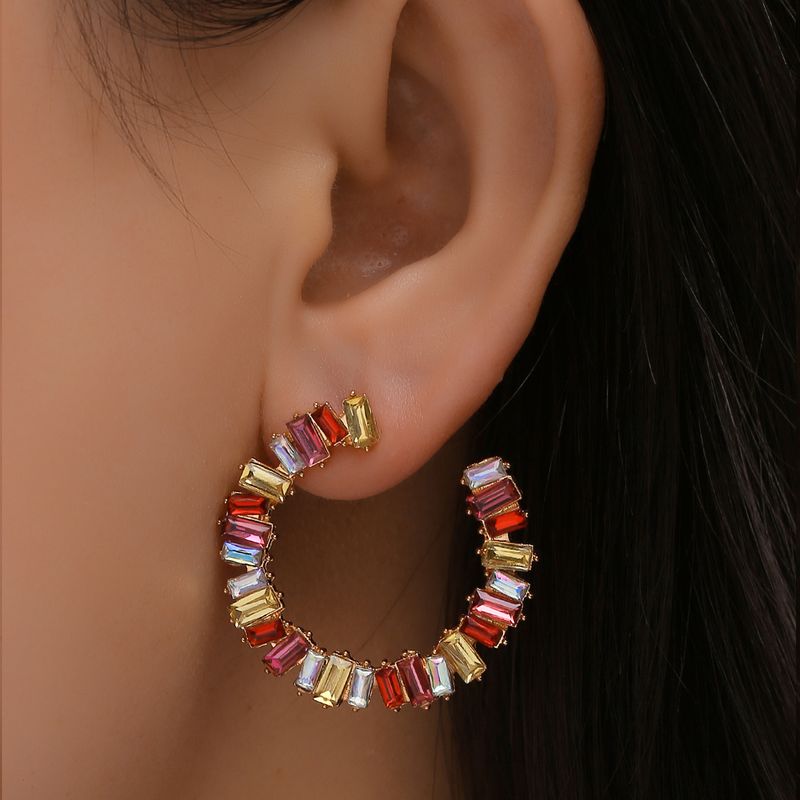 Nihaojewelry Jewelry Wholesale Fashion C-shaped Crystal Glass Earrings