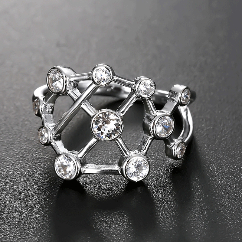 Fashion 925 Silver Diamond Hollow Ring Wholesale