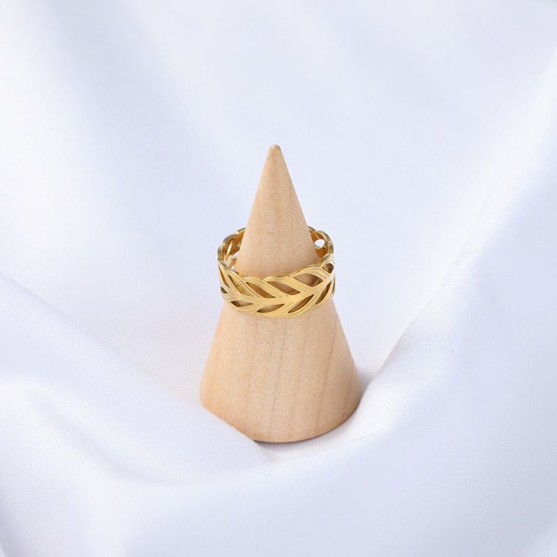 Hip-hop Gold Hollow Stainless Steel Open Ring