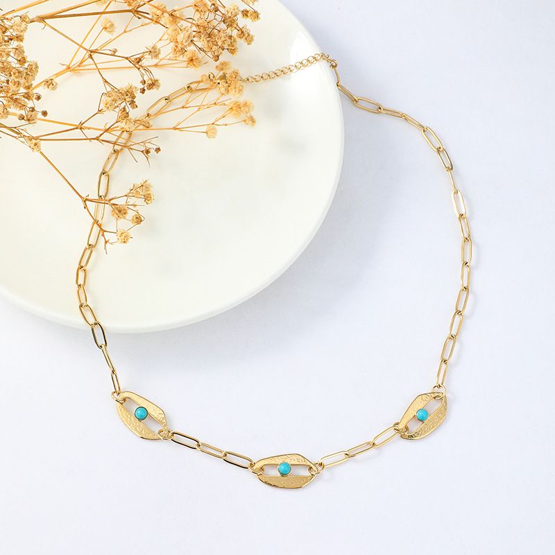 Simple Personality Inlaid Turquoise Necklace