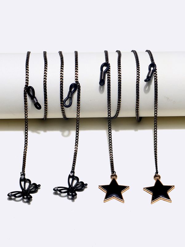 Fashion Black Star Rhinestone Butterfly Glasses Chain Wholesale