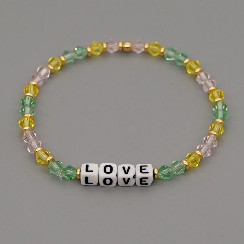 Korea Color Crystal Love Letter Handmade Beaded Bracelet