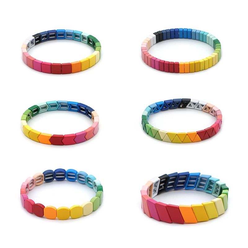 Fashion Couple Rainbow Enamel Alloy Bracelet