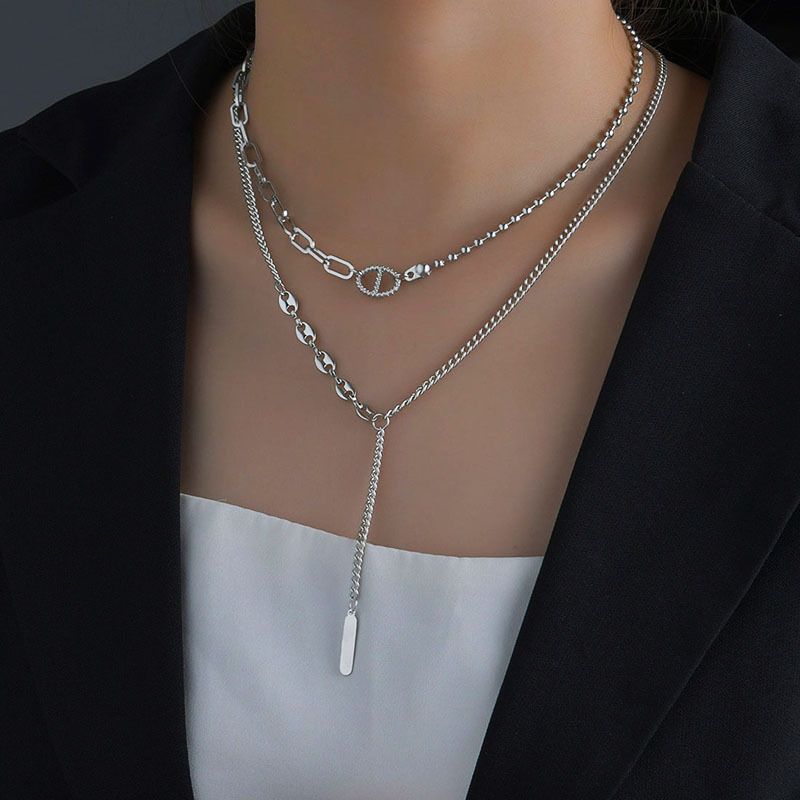 Fashion Pig Nose Buckle Double-layer Necklace
