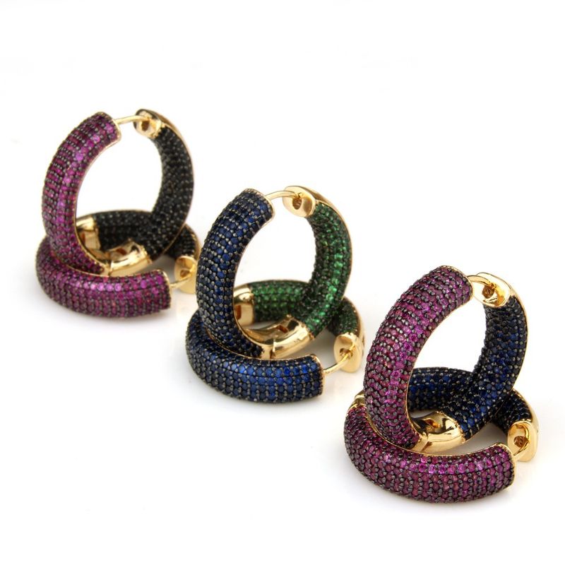 Simple Fashion Two-color Seven-row Diamond Earrings