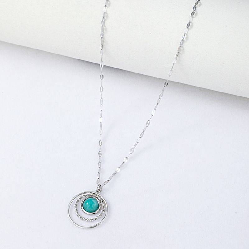 Hip-hop Retro Ethnic Turquoise Stainless Steel Necklace