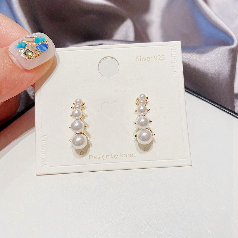 Korean Geometric Caterpillar Pearl Earrings