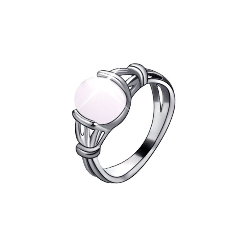 Fashion Opal Silver Polished Face Around Ring