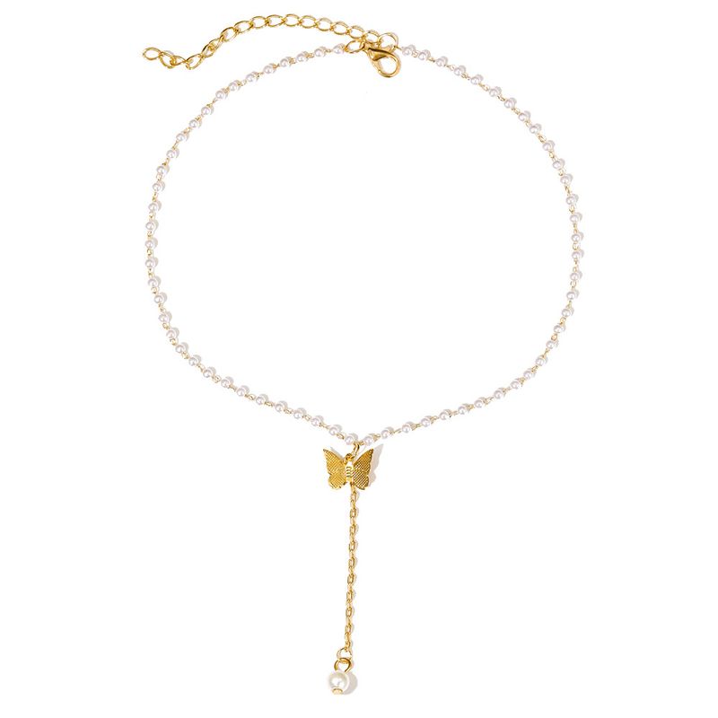 Simple Fashion Retro Butterfly Pearl Necklace