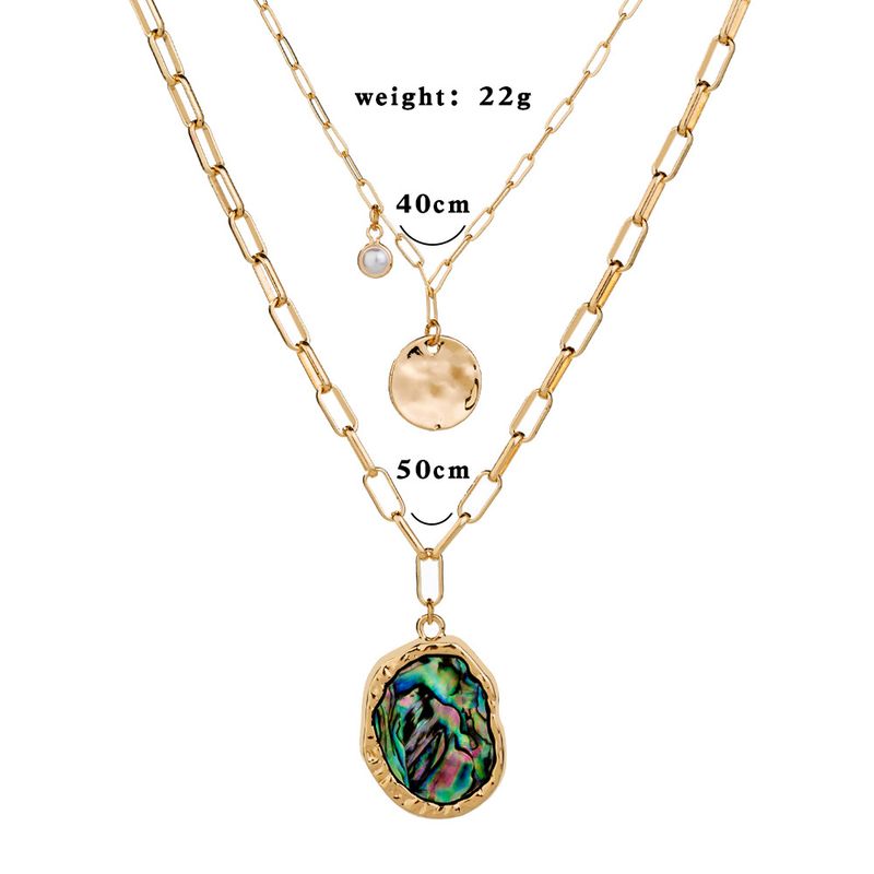 Modefarbe Abalone Muschel Perlenanhänger Mehrschichtige Halskette