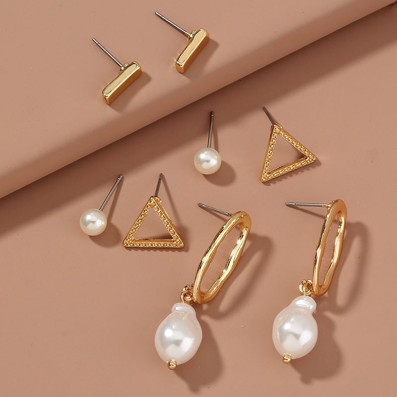 Simple Geometric Stud Earrings Set
