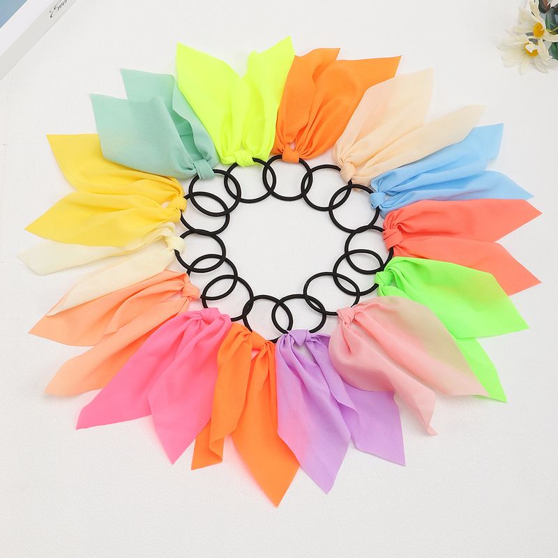 Korean Style Silk Streamer Pure Color Bow Hair Rope