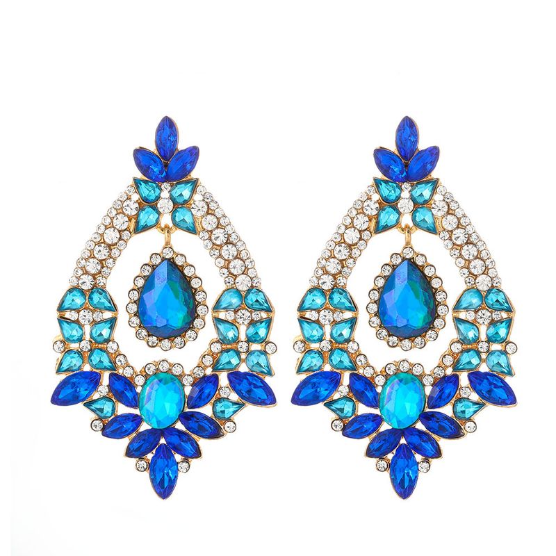 Fashion Color Diamond Alloy Geometric Earrings