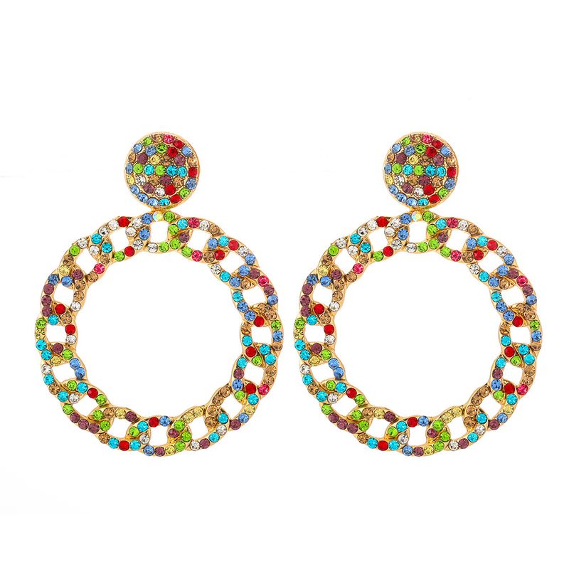 Fashion Color Diamond Alloy Geometric Earrings