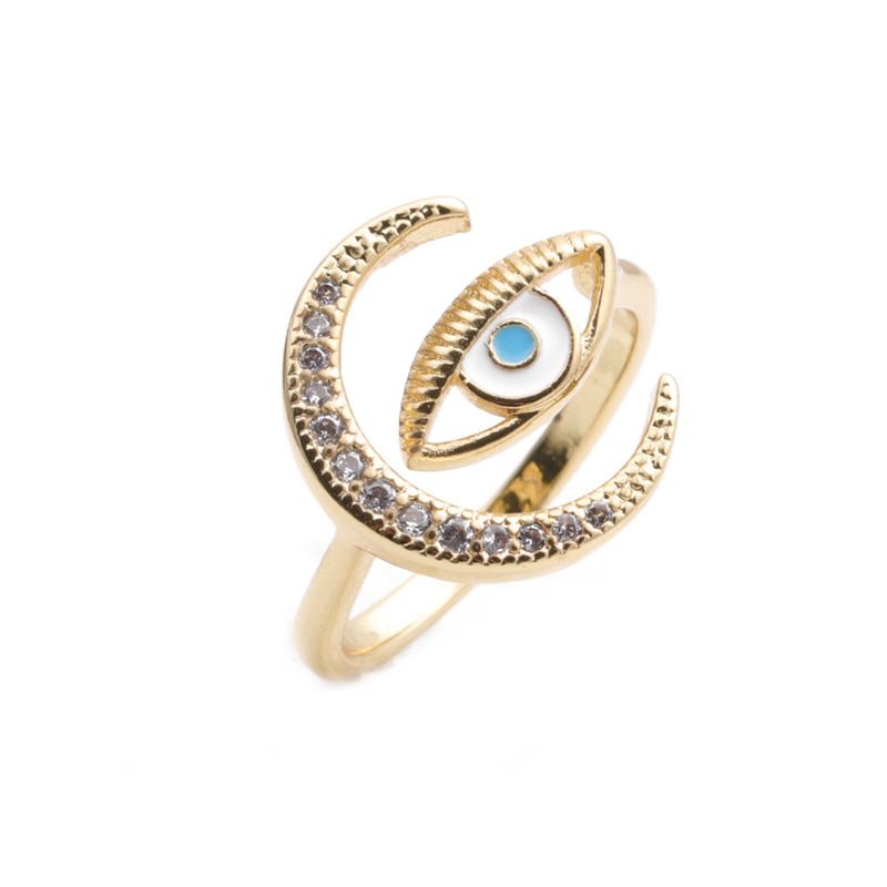Fashion Zircon Eye Moon Ring