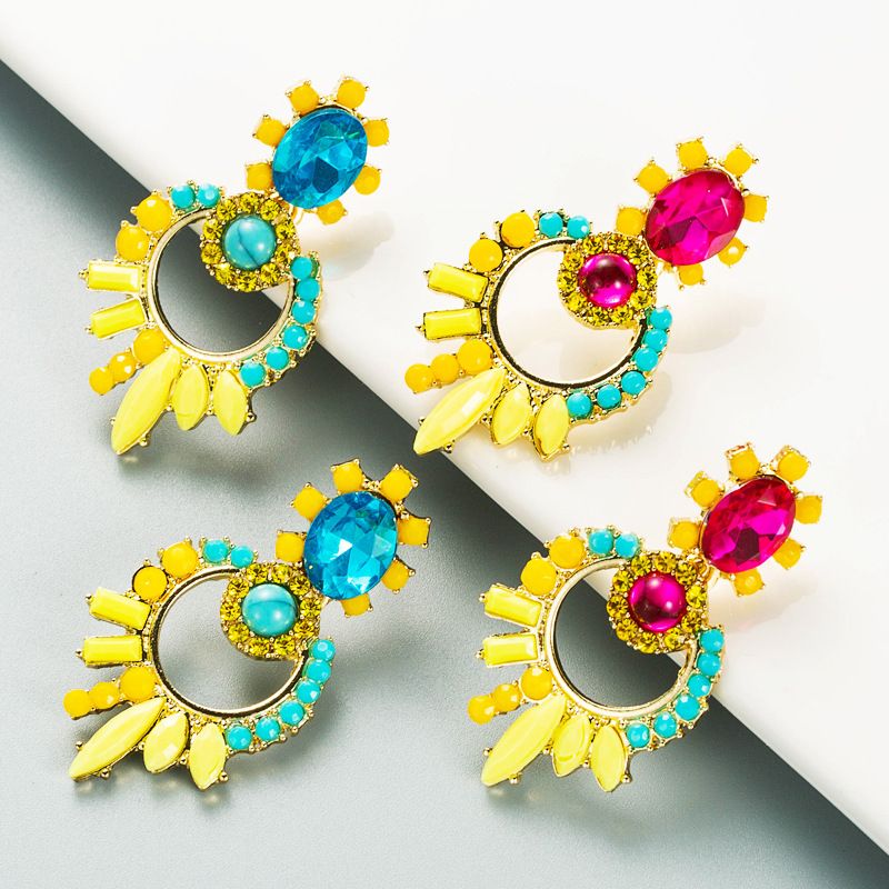 Fashion Geometric Acrylic Color Flower Earrings