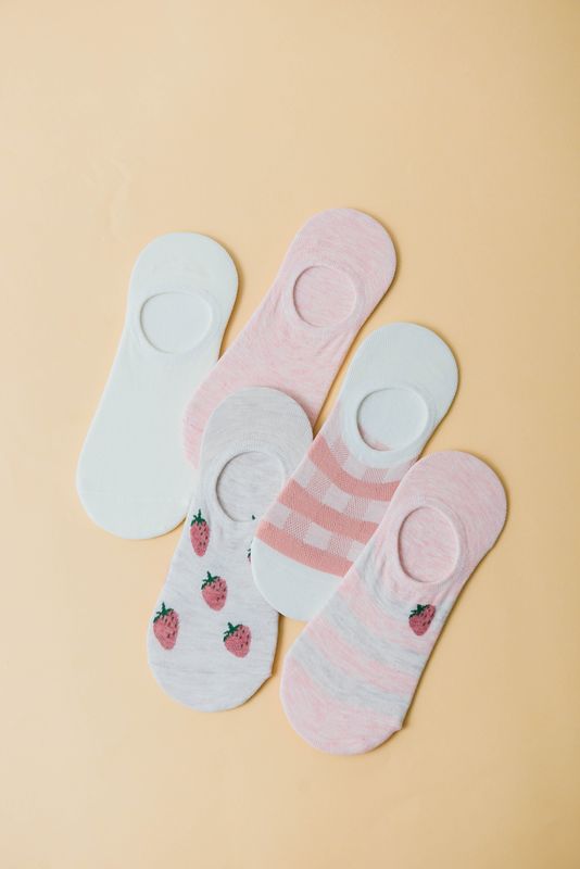 Strawberry Pattern Set Fresh Women's Shallow Mouth Socks 5 Pairs