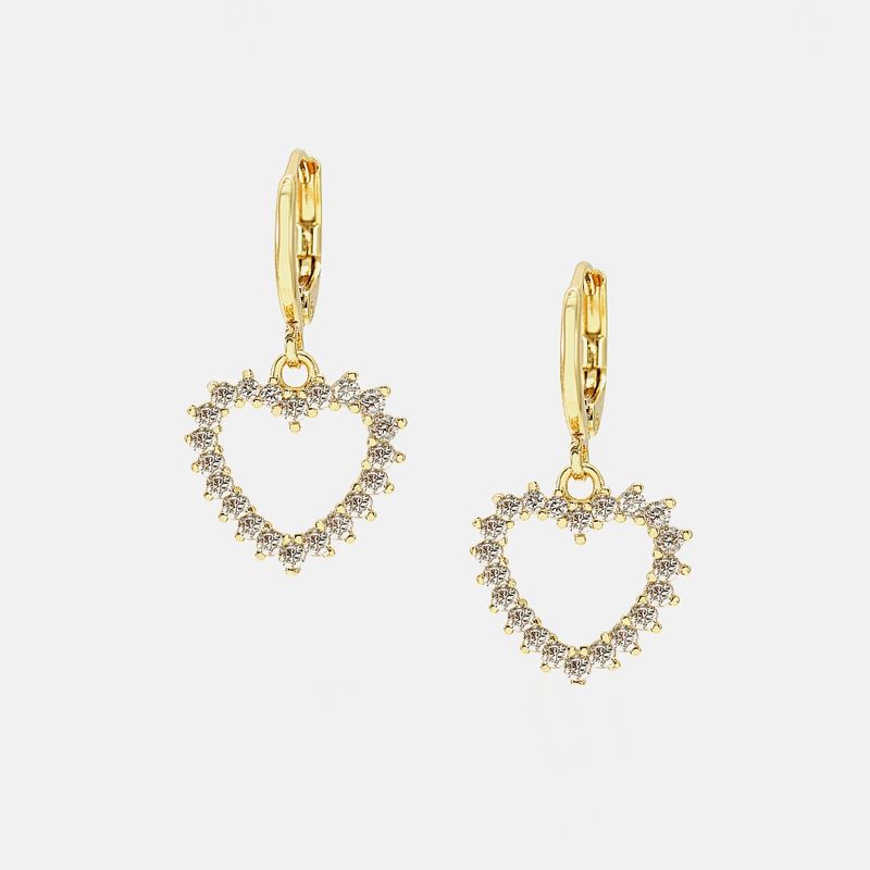 Fashion Gold-plated Zircon Heart-shaped Earrings