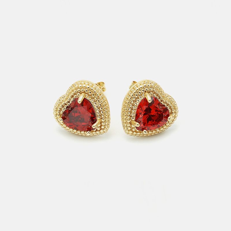 Retro Style Gold-plated Color Heart-shaped Earrings