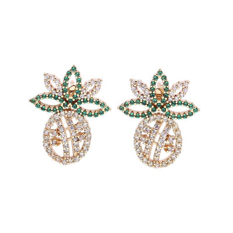 Fashion Zircon Pineapple Earrings Wholesale