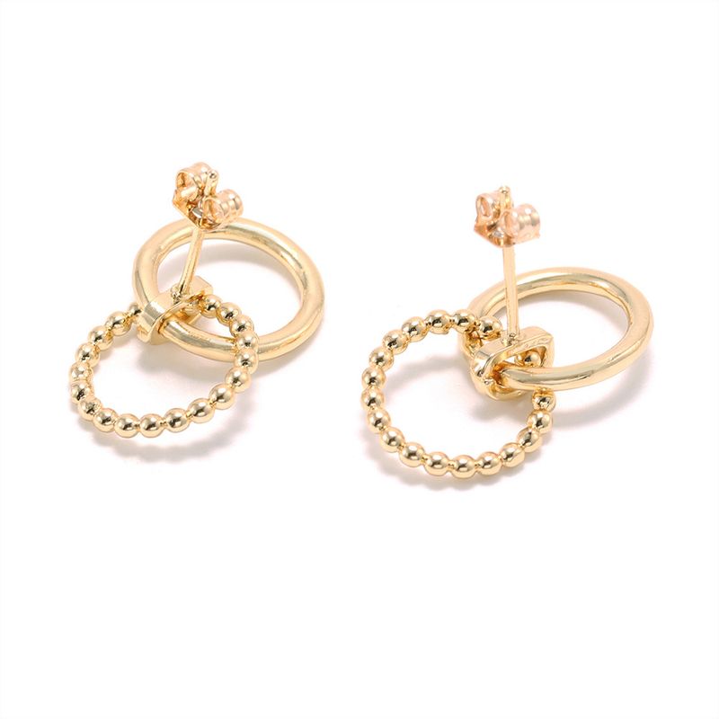 Simple Gold-plated Bead Circle Earrings Wholesale