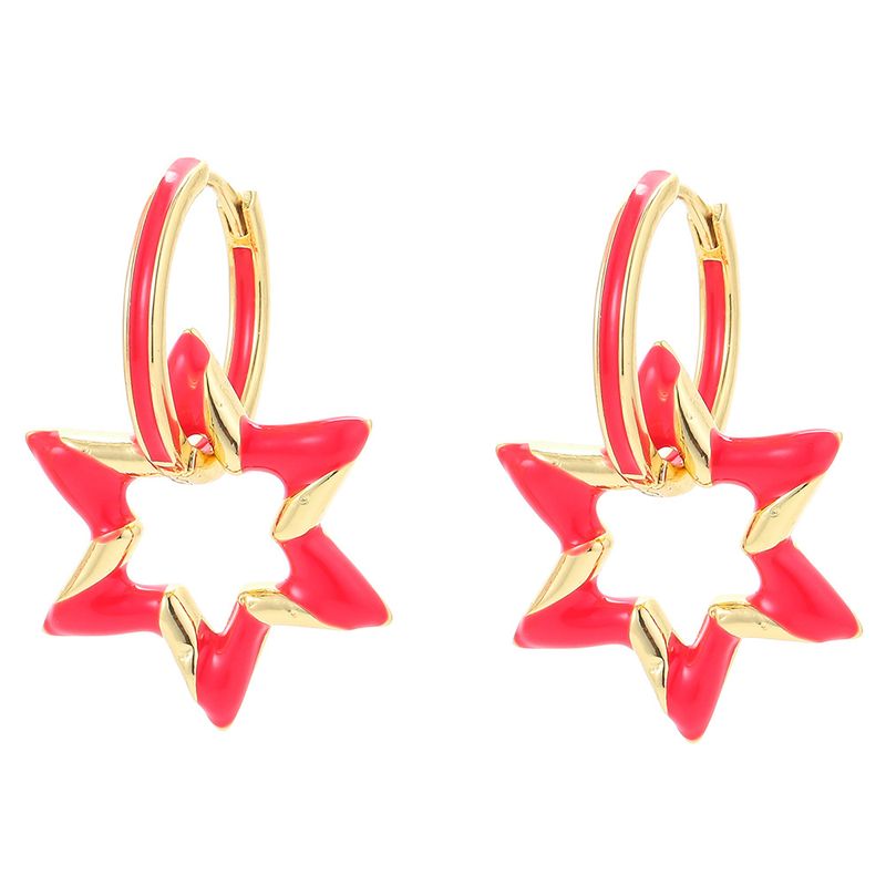 Mode Öltropfen Farbe Geometrischer Stern Kupfer Ohrringe