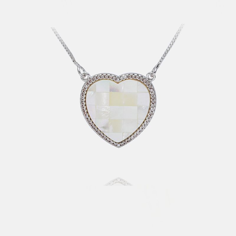 Simple Fashion Heart-shaped Zircon Shell Pendant Necklace