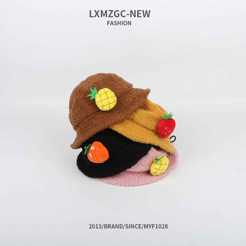 Children's Warm Windproof Fruit Doll Cute Soft Brim Fisherman Hat