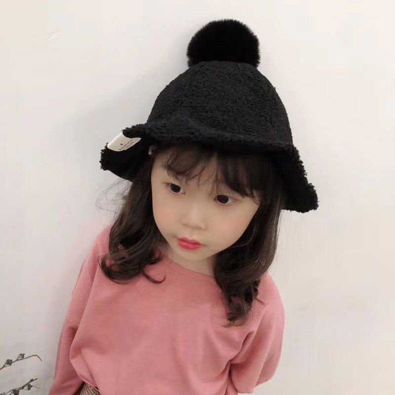 Sombrero De Pescador De Color Sólido Con Bola De Piel De Moda De Estilo Coreano