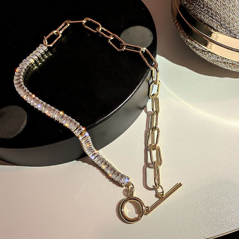Nihaojewelry Zircon Rhinestone Chain Splicing Ot Buckle Necklace Wholesale Jewelry