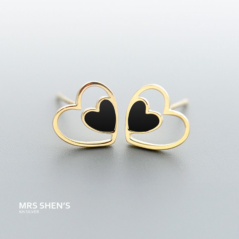 Nihaojewelry Korean Double Heart-shaped 925 Silver Earrings Wholesale Jewelry