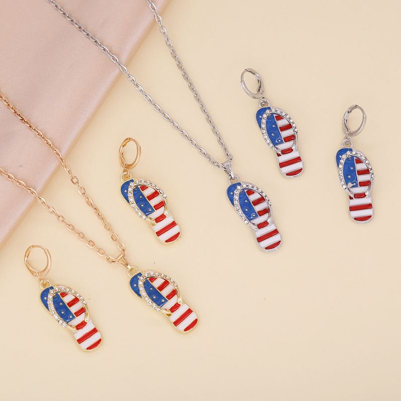 Nihaojewelry Wholesale Jewelry New American Flag Slippers Necklace