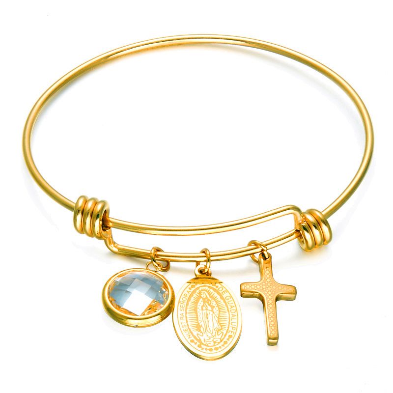Nihaojewelry Stainless Steel Virgin Mary Cross Pendant Bracelet Jewelry Wholesale