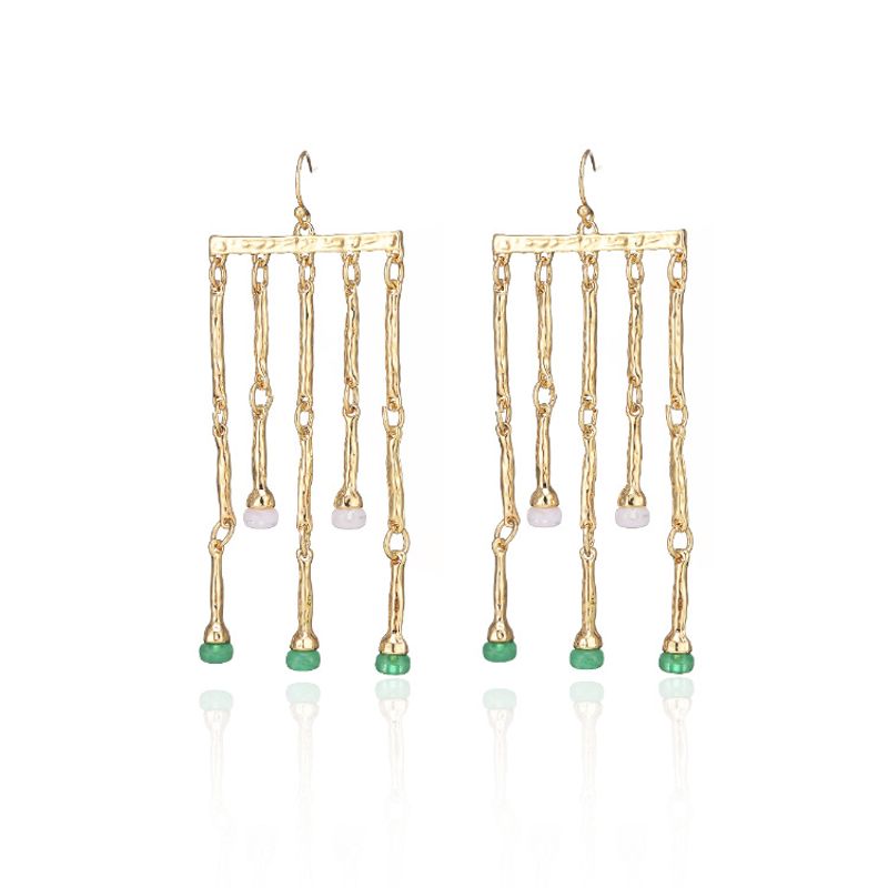 Nihaojewelry Jewelry New Geometric Gold Acrylic Beads Alloy Earrings Wholesale