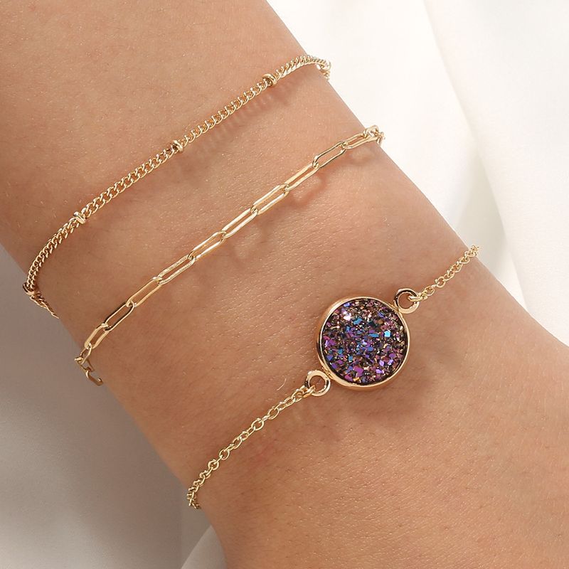 Nihaojewelry Simple Purple Crystal Cluster Lattice Chain Multi-layer Bracelet Wholesale Jewelry