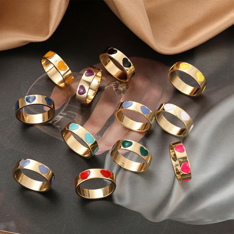 Wholesale Jewelry Fashion Heart Color Drop Oil Open Ring Nihaojewelry