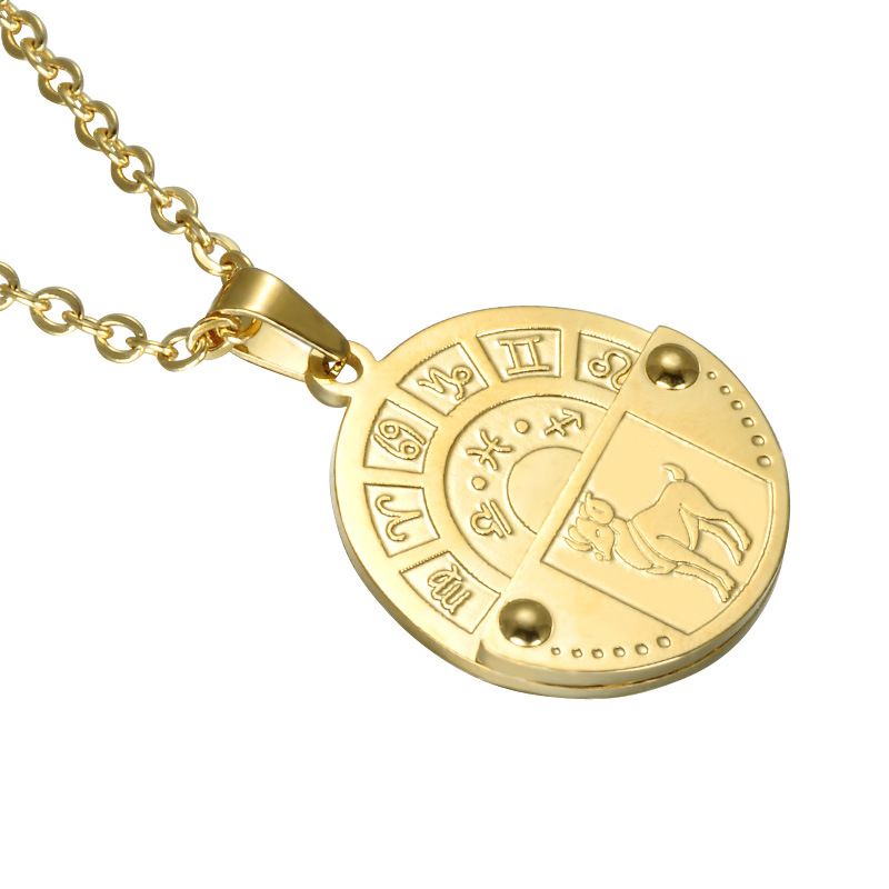 Nihaojewelry Wholesale Jewelry Twelve Constellation Medal Pendant Necklace