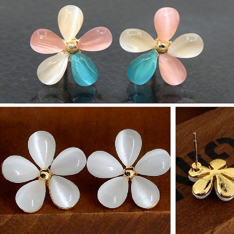 Nihaojewelry Korean Style Cute Opal Flower Earrings Wholesale Jewelry