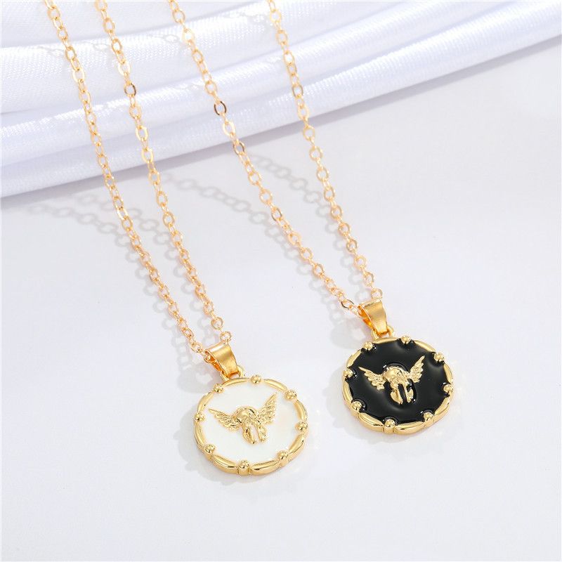 Nihaojewelry Fashion Black And White Angel Necklace Wholesale Jewelry