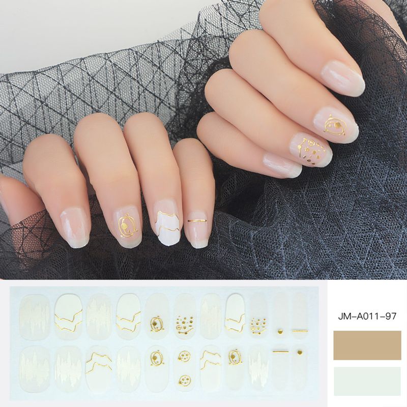 Wholesale Fashion Transparent Geometric Pattern Gel Nails Patches With Nail File 22 Pieces Set Nihaojewelry