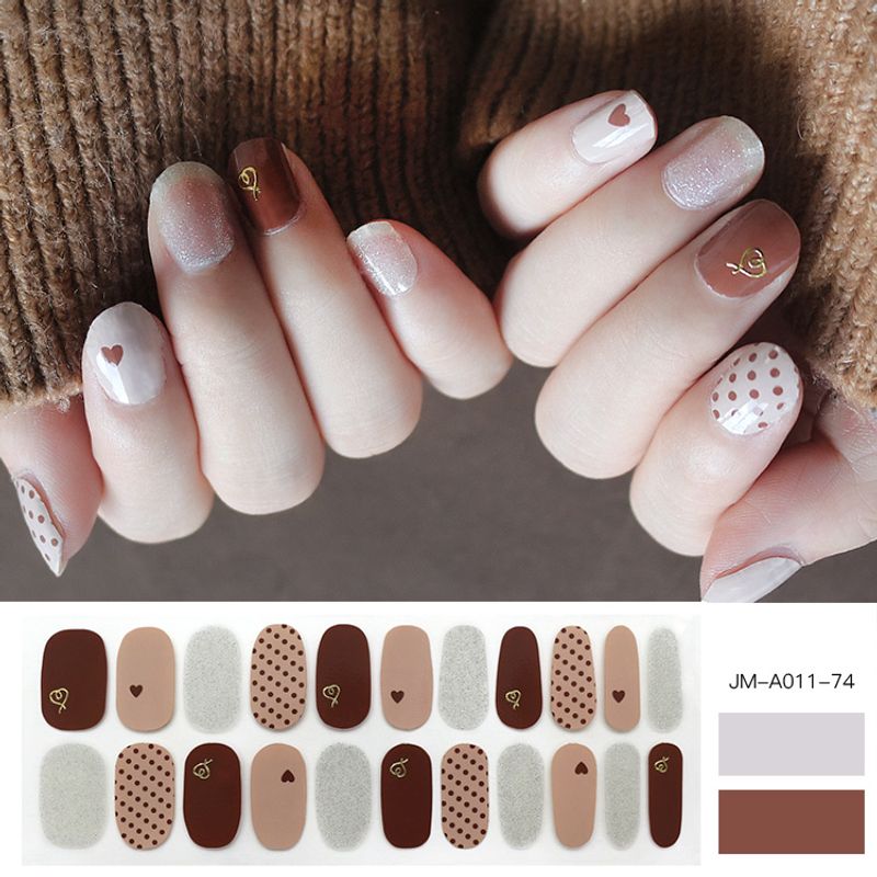 Wholesale Fashion Polka Dots Heart Pattern Gel Nails Patches With Nail File 22 Pieces Set Nihaojewelry
