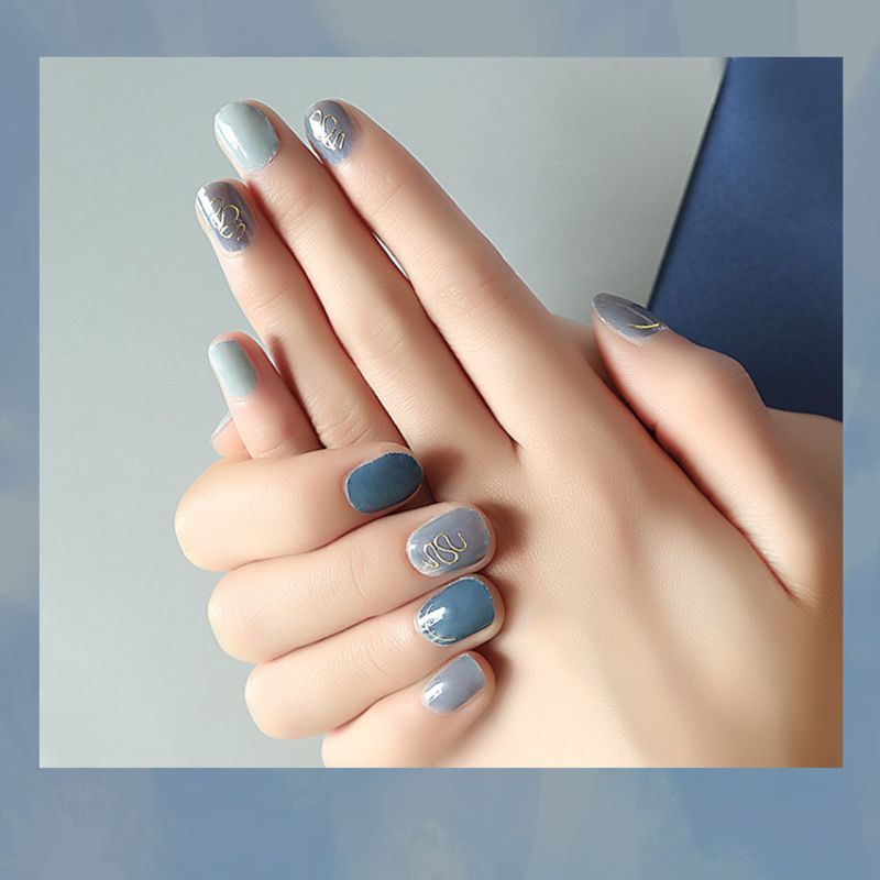 Großhandel Mode Einfarbig Halbtransparente Gel-nagel-patches Mit Nagelfeile 22-teiliges Set Nihaojewelry