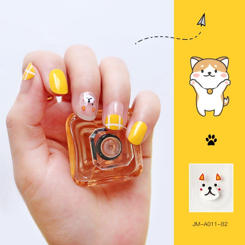 Großhandel Mode Orange Shiba Inu Muster Gel Nägel Patches Mit Nagelfeile 22 Stück Set Nihaojewelry