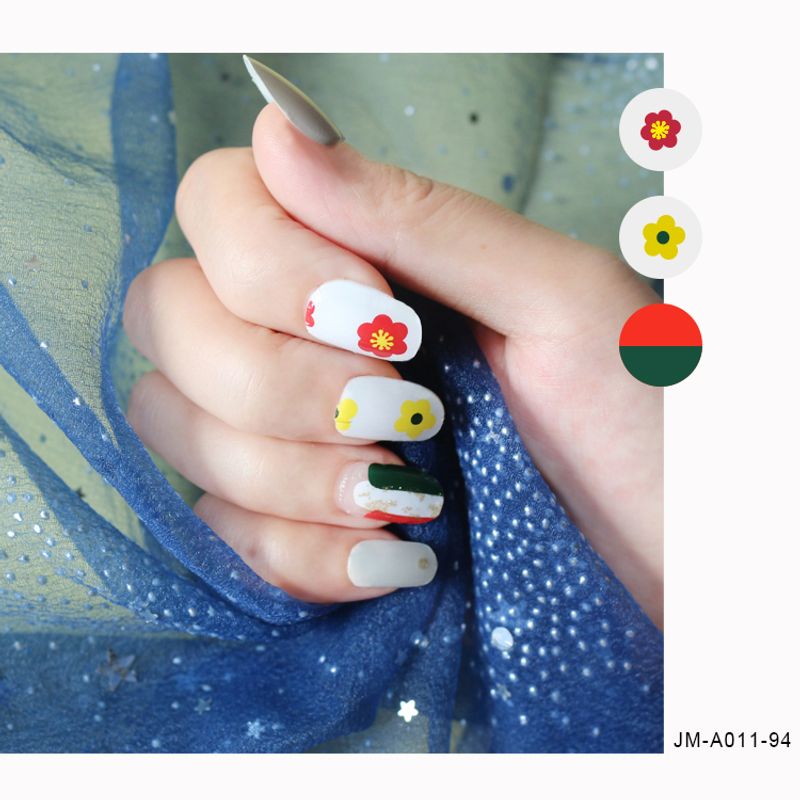 Wholesale Fashion Flower Painting Pattern Gel Nails Patches With Nail File 22 Pieces Set Nihaojewelry