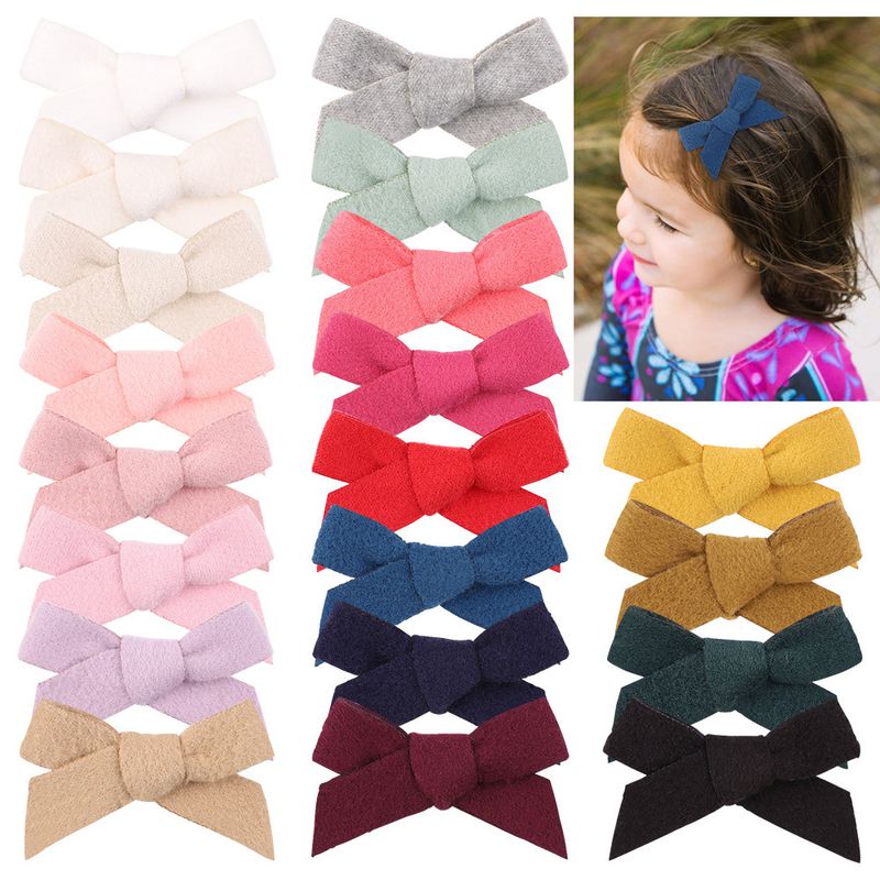 Nihaojewelry Simple Style Double-sided Woolen Cloth Bow Children's Hairpin Wholesale Jewelry