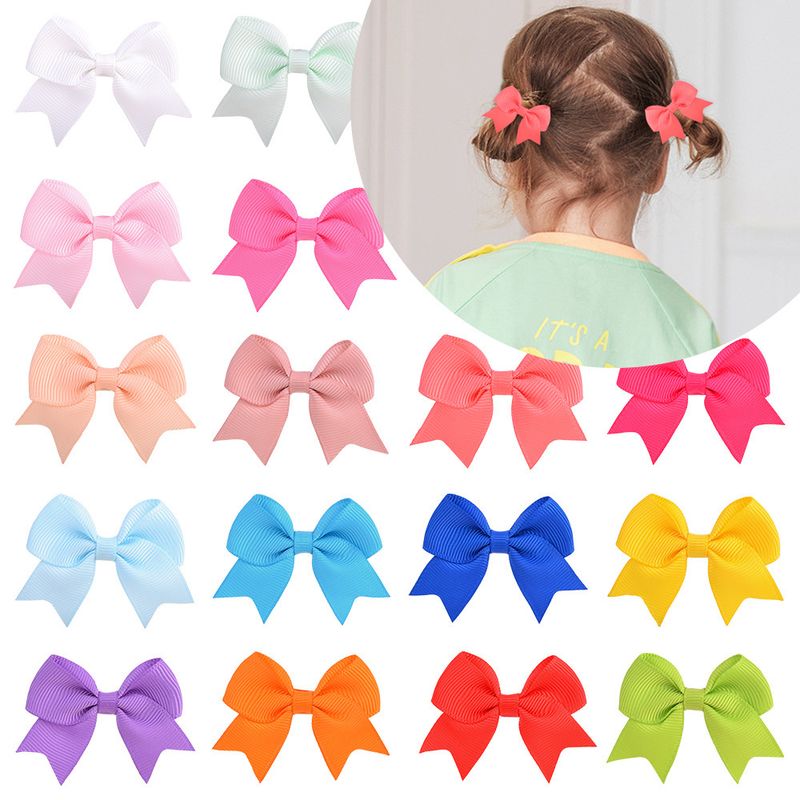 Nihaojewelry Simple Pure Color Children's Bow Hairpin Wholesale Jewelry