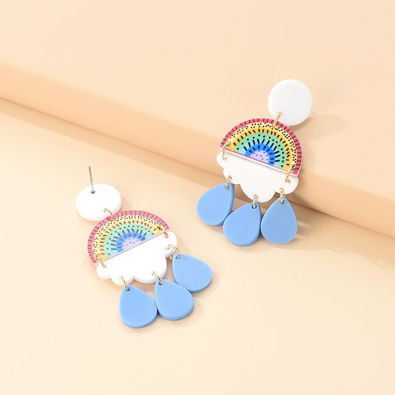 Nihaojewelry Style Coréen Arc-en-ciel Boucles D&#39;oreilles Pendentif Goutte D&#39;eau Bijoux En Gros